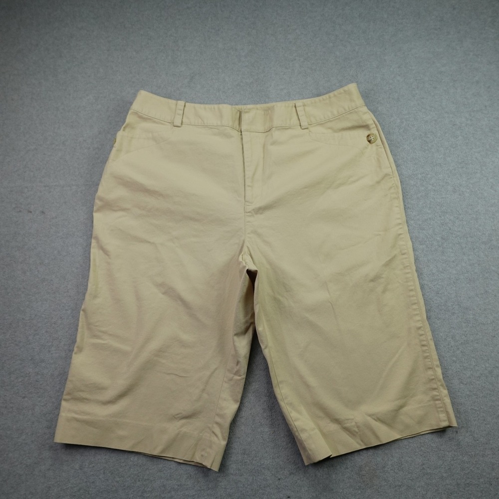 Lauren Ralph Lauren Shorts Womens 12 Beige Bermuda Chino Flat Front